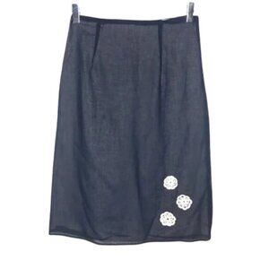Built by Wendy Crochet Flower Applique A Line Midi Skirt Sz. XS